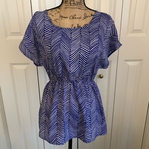 Blue cinched waist blouse